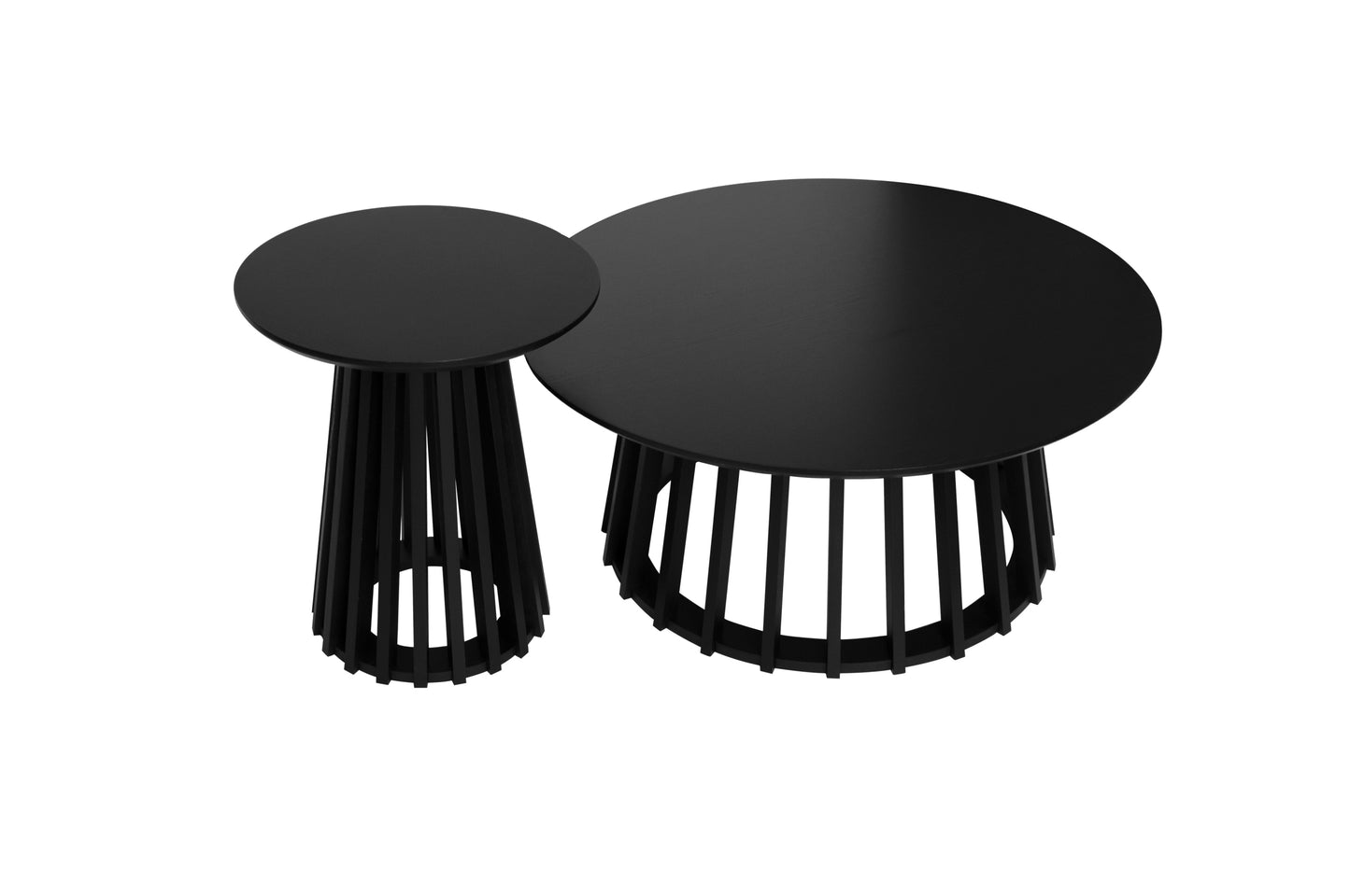 Elegant Set of 2 Round Coffee Tables with Grille Design, Ideal for Bedroom, Living Room, or Balcony