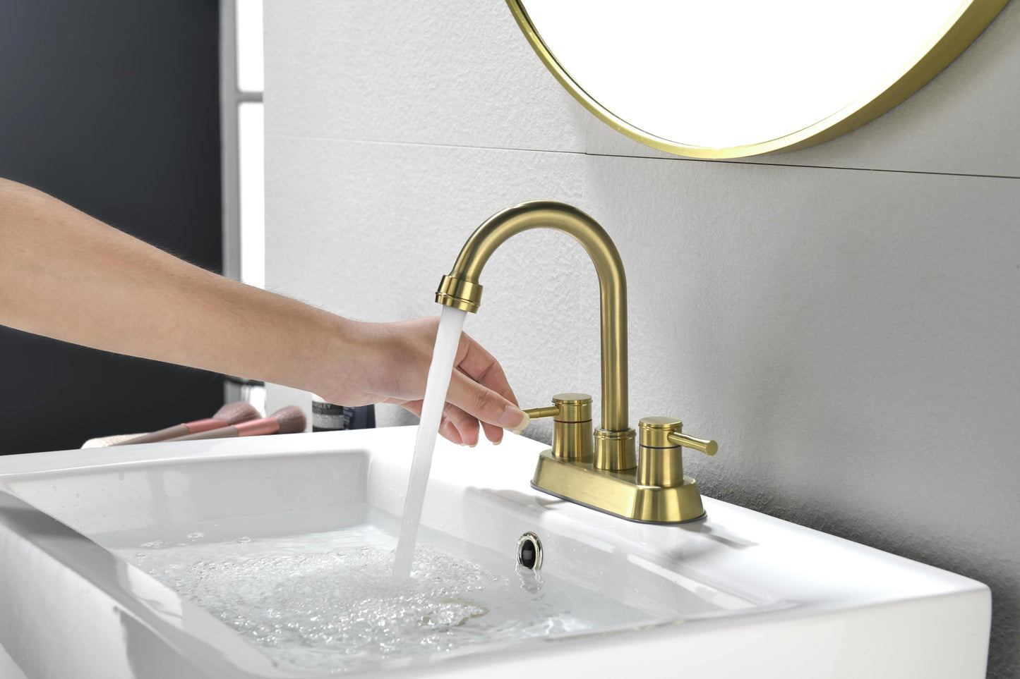 Gold Bathroom Faucet with Dual Handles