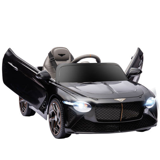 Aosom Bentley Bacalar Licensed Kids Ride on Car with Butterfly Doors, 12V Electric Car for Kids with Remote Control, Suspension System, Horn, Music, Lights, Black