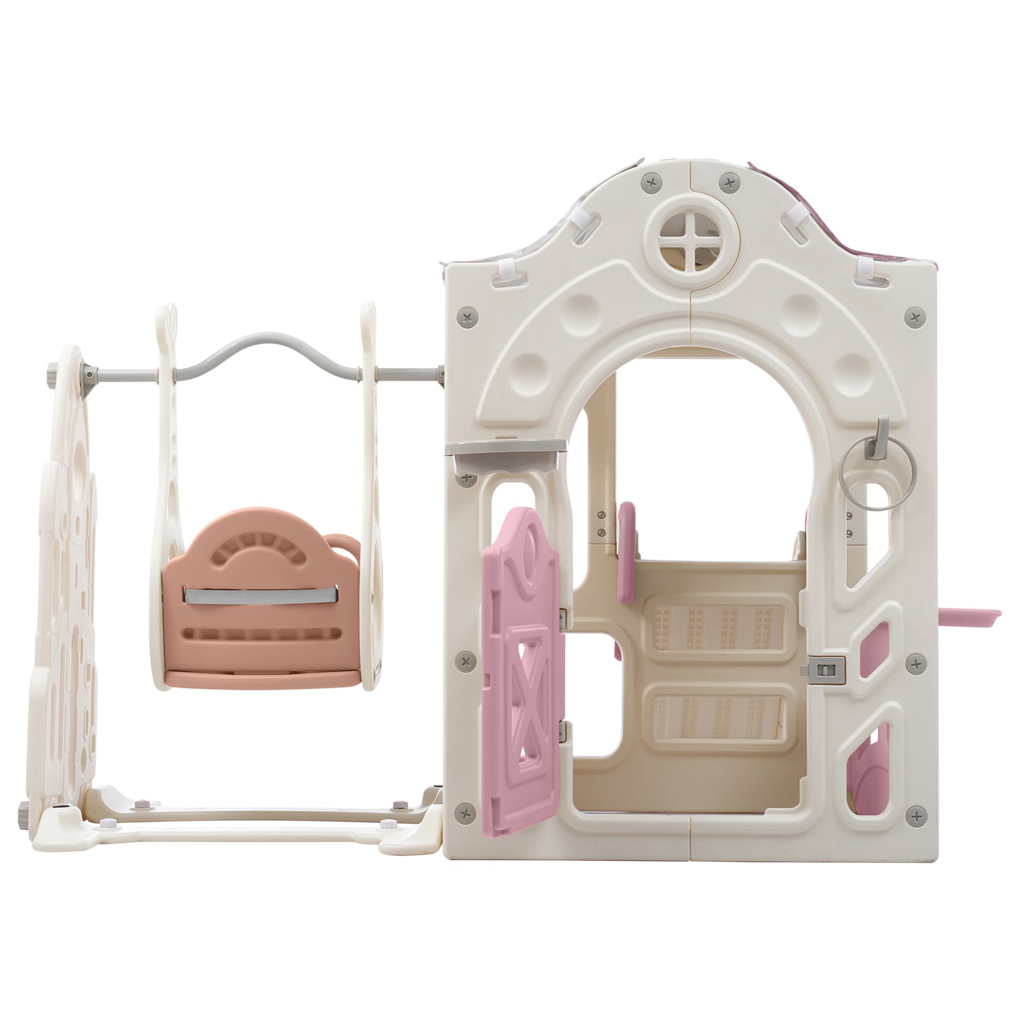 6-in-1 Toddler Swing and Slide Playset with Fairy House