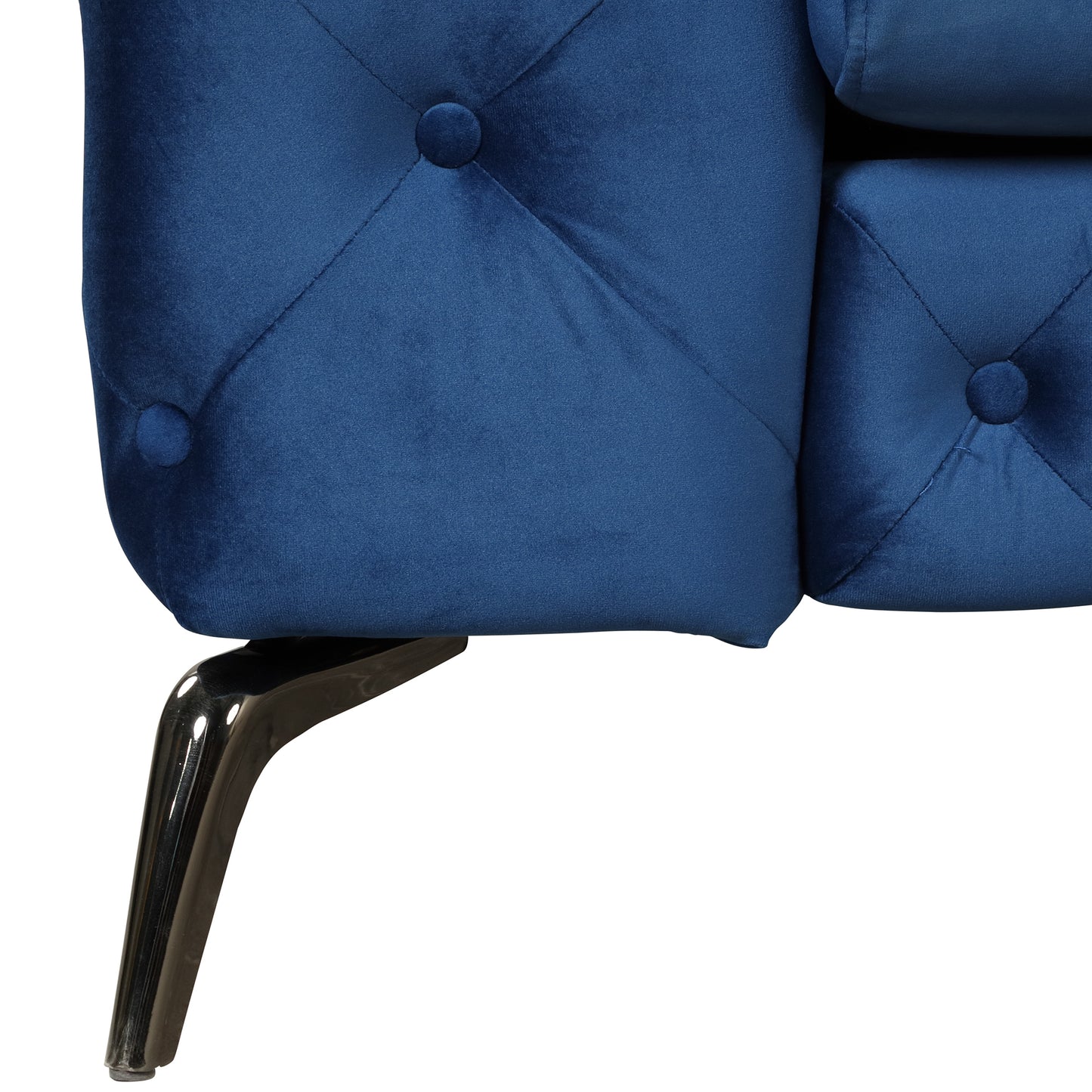 Elegant 40.5 Blue Velvet Upholstered Single Sofa with Button Tufted Back