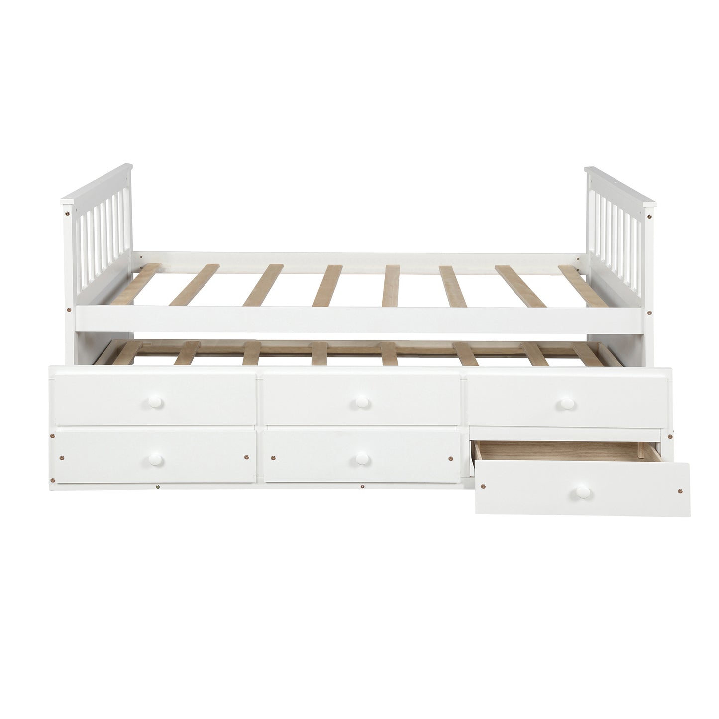 Captain's Bed Twin Daybed with Trundle Bed and Storage Drawers, White