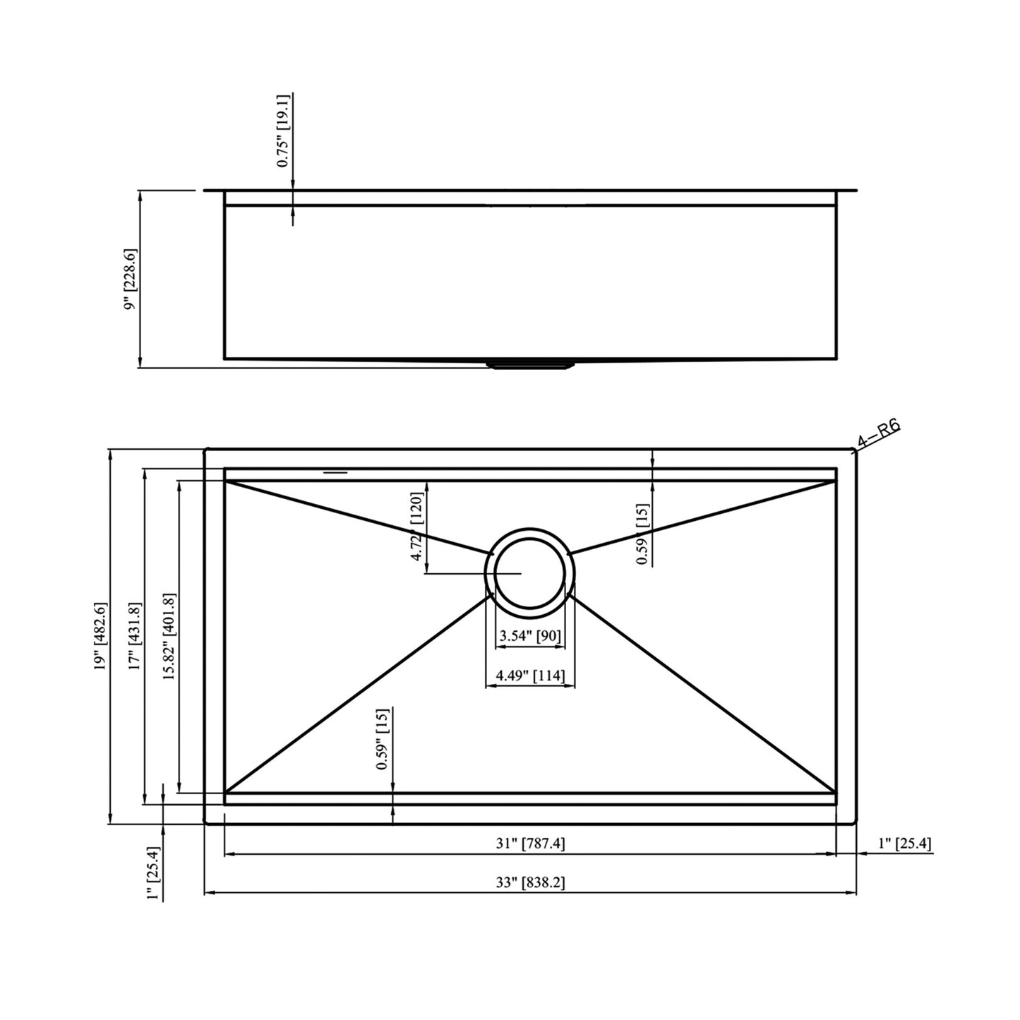 33-Inch Stainless Steel Undermount Kitchen Sink with Built-In Workspace