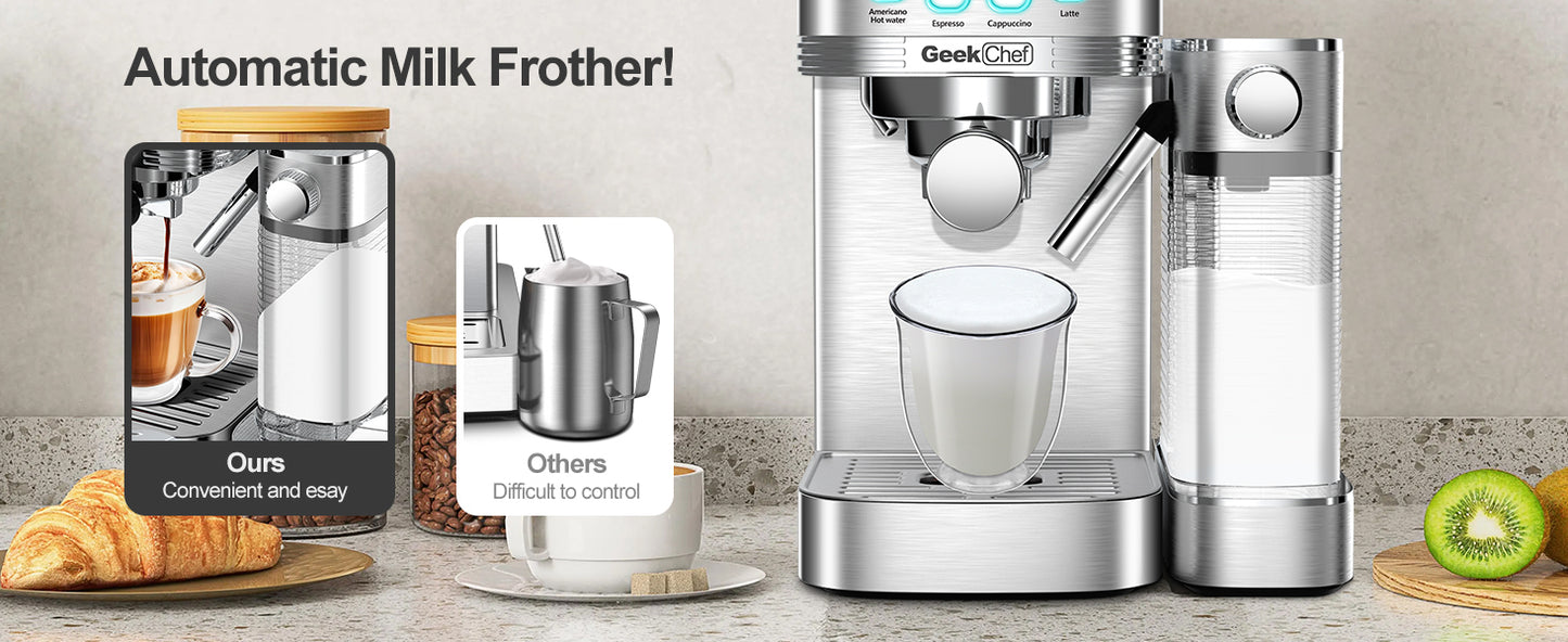 Automatic Milk Frother Espresso and Cappuccino Machine with ESE POD filter