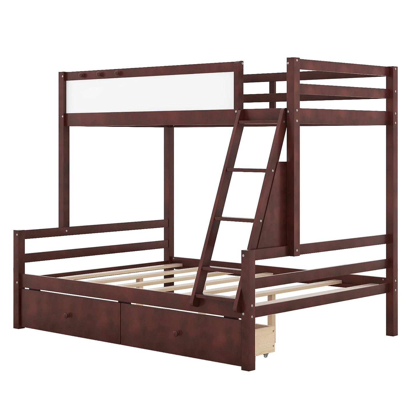 Espresso Twin over Full Bunk Bed with Whiteboard, Storage, and Safety Features