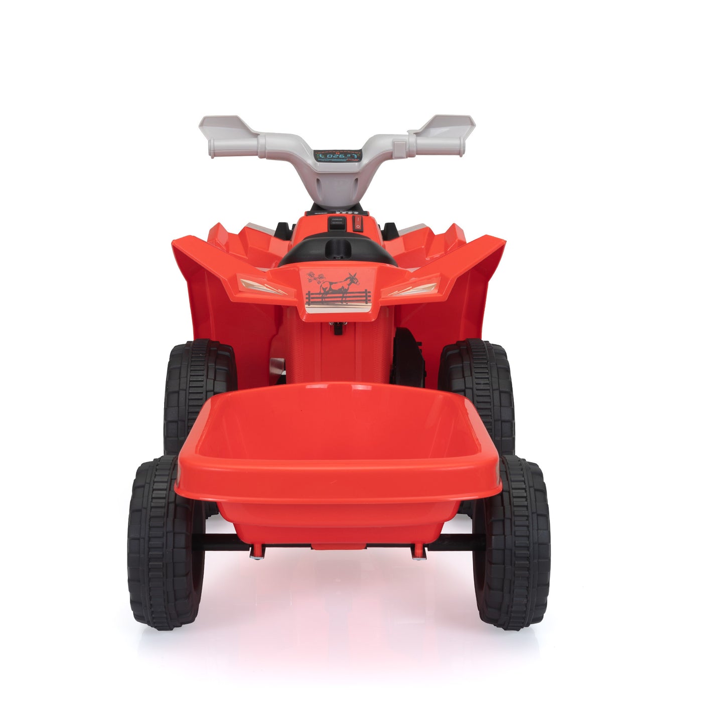 6V Kids Electric ATV, Toddler Ride on Car with Trailer, Music, Bluetooth and Power Display for Boys and Girls, red