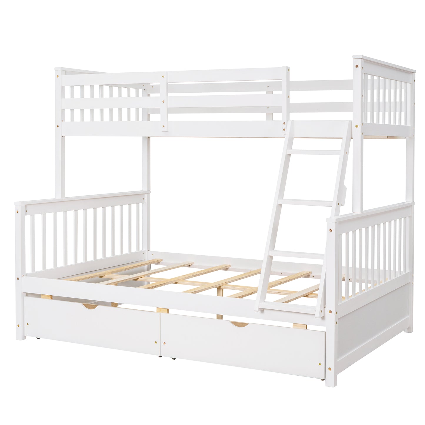 Twin/Full Bunk Bed with Stairs, Drawers, and Flexible Layout