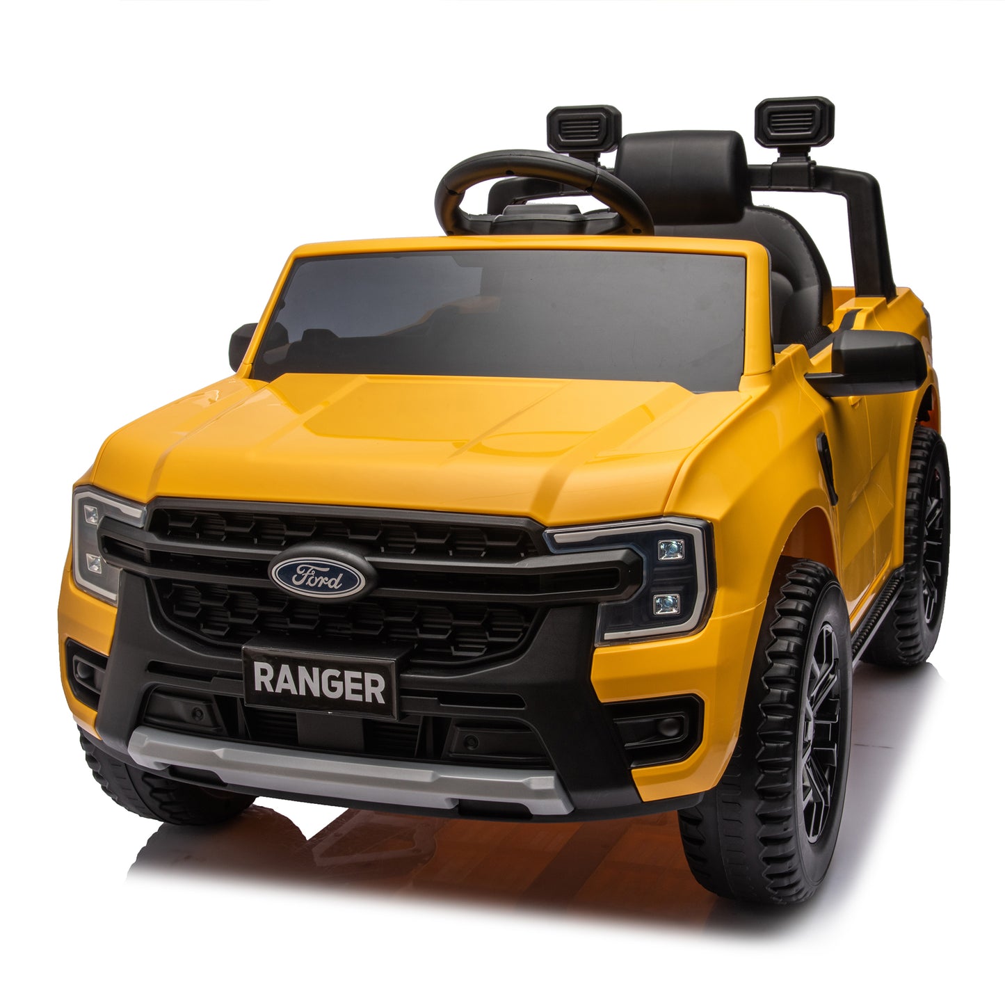 12V Kids Ride On Car W/Parents Remote Control,Licensed Ford Ranger,2WD,Rear wheel suspension,Low Start,Headlight,Horn,MP3,Bluetooth,Adjustable speed,Speed 1.86-4.97 mph for kids aged 3-6.