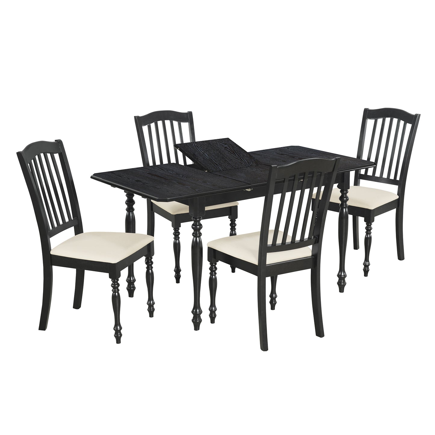 Mid-Century 5-Piece Extendable Dining Table Set Kitchen Table Set with 15inch Butterfly Leaf for 4, Espresso