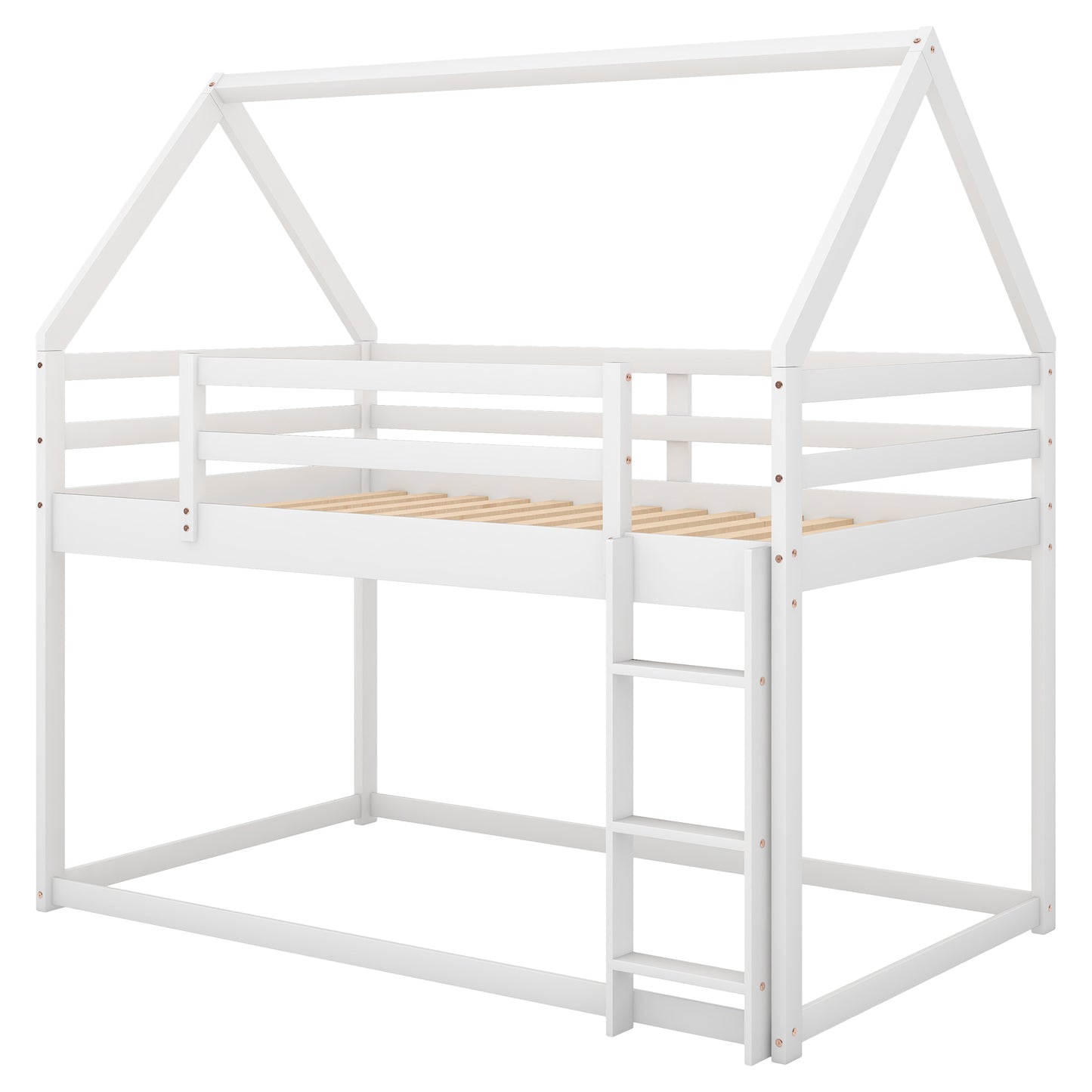 House Shaped Twin over Twin Low Bunk Bed