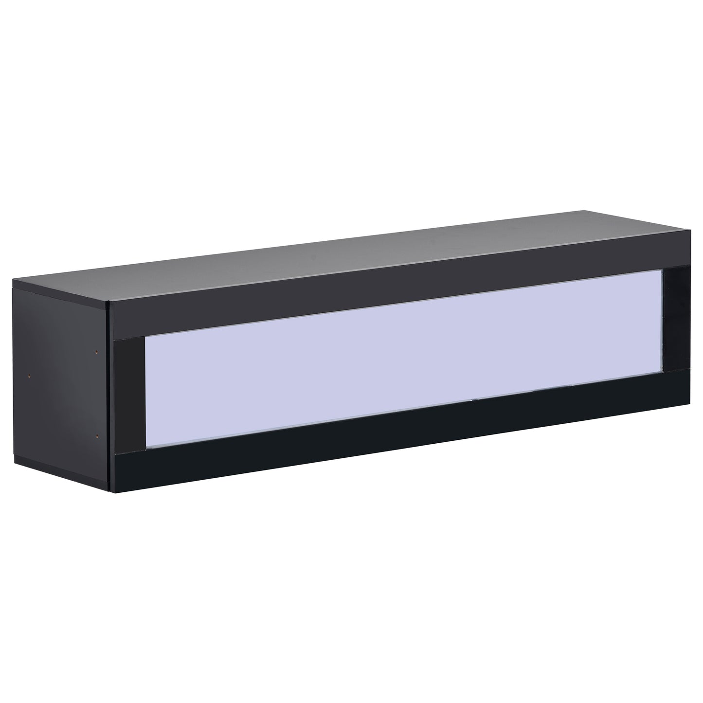 Modern Black Wall Mount Floating TV Stand with LED Lights and Media Storage