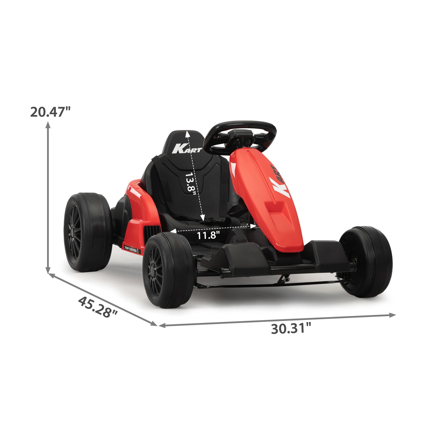 24V Electric Kids Go Kart with Music, Horn, and Safety Protectors, Red and Black