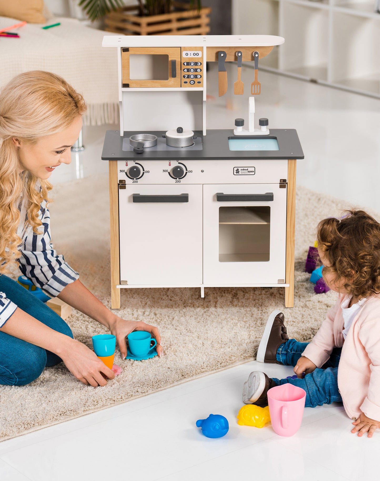 Wooden Pretend Kitchen Play Set for Kids - White