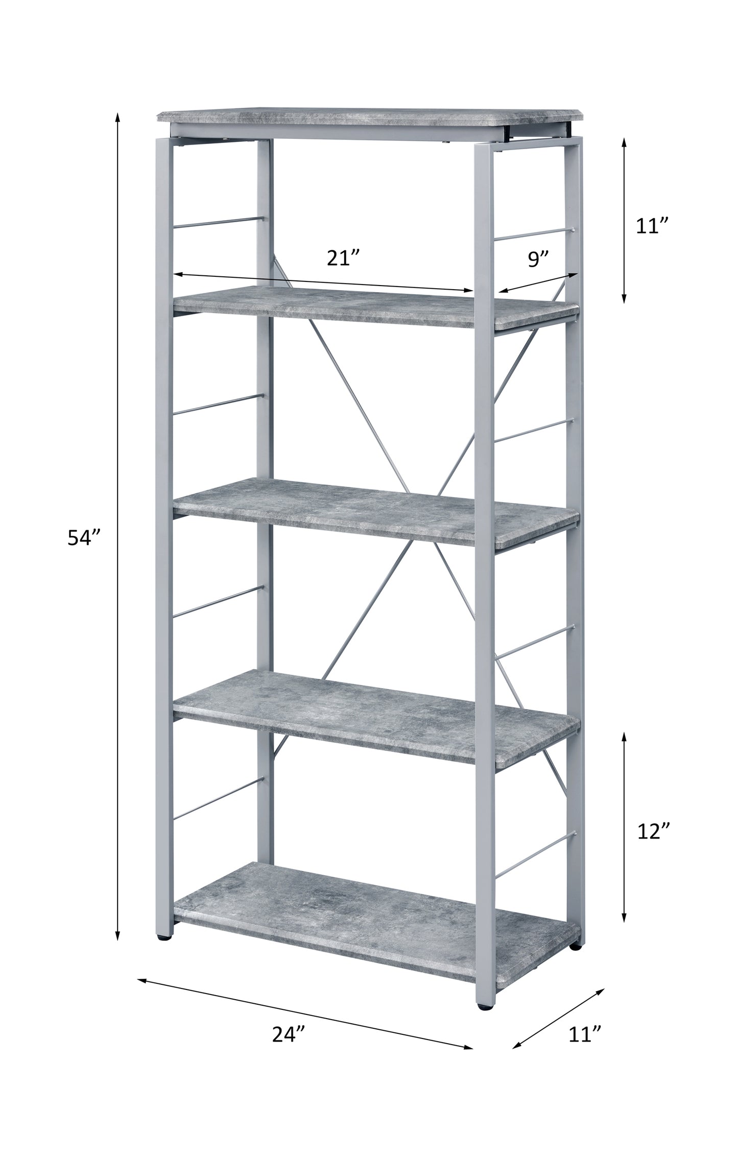 Jurgen Bookshelf, Faux Concrete & Silver 92907