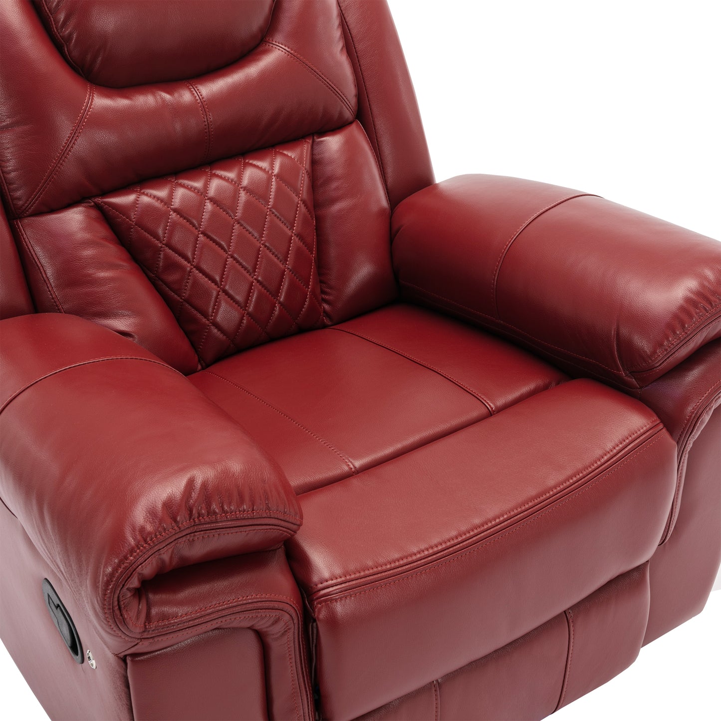 Luxurious LED-Lit Red Leather Manual Recliner Chair for Home Theater