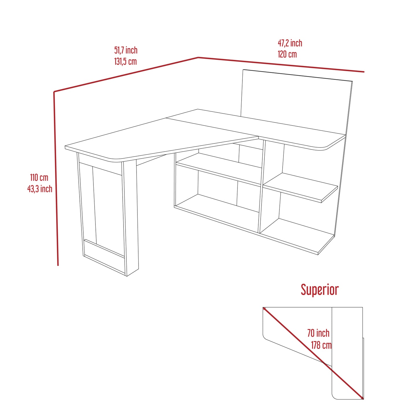 Sleek Oak L-Shaped Desk with Open Shelving