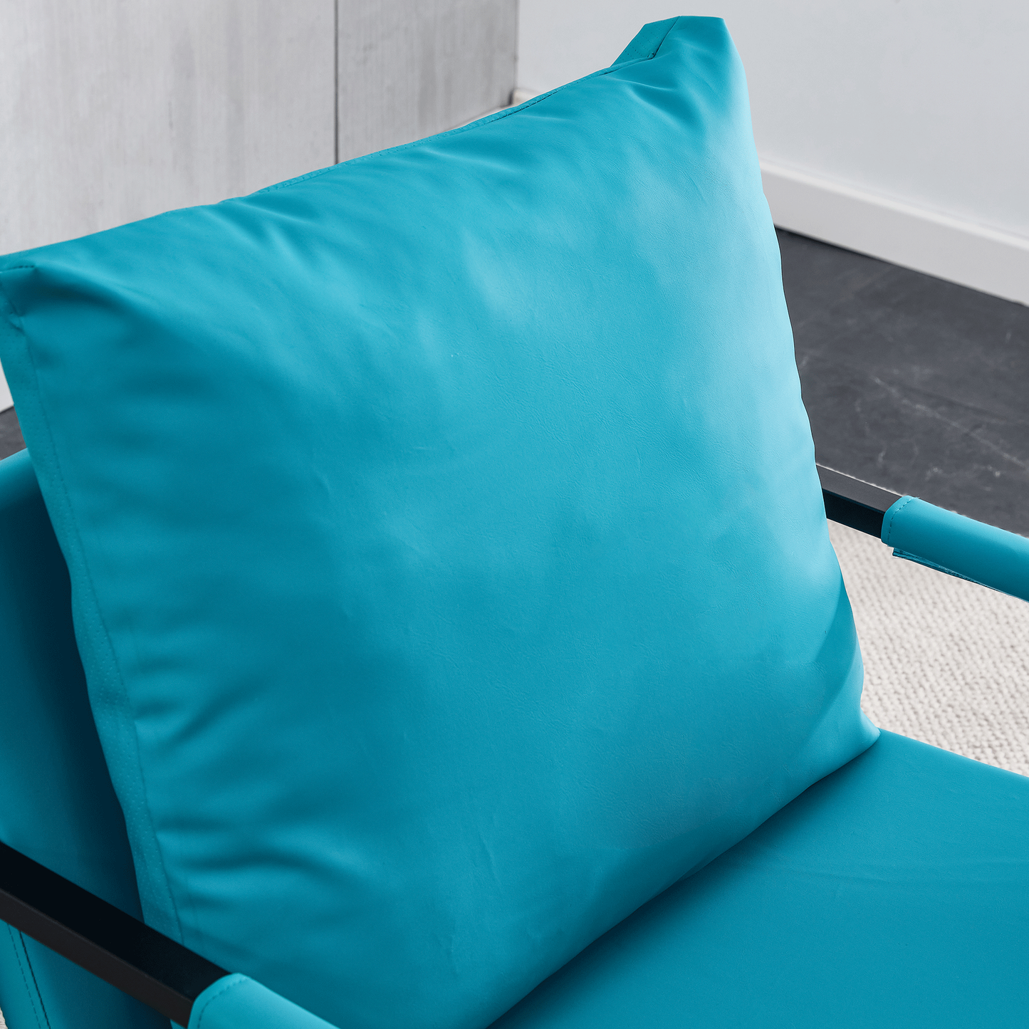 Cyan PU Leather 2-Piece Set of Modern Sofa Chairs with Metal Frame