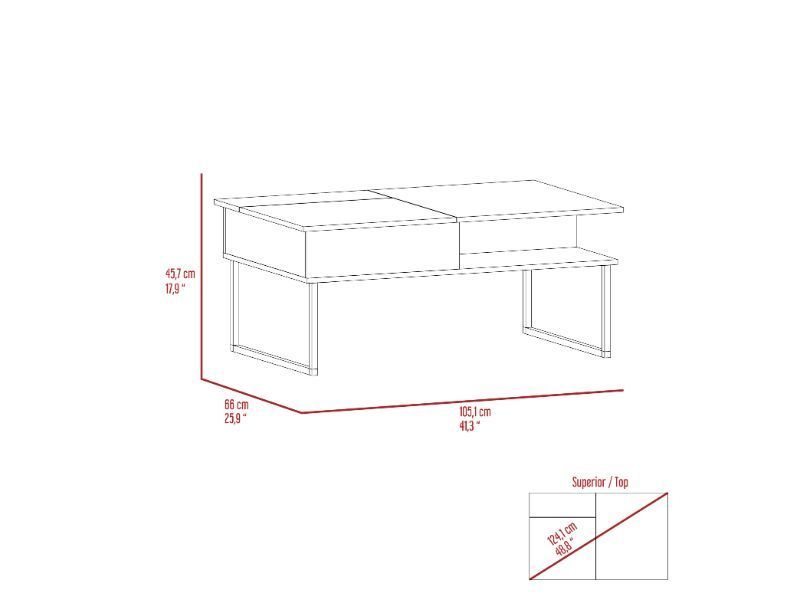 Rustic Charm Lift Top Coffee Table with Woody Design