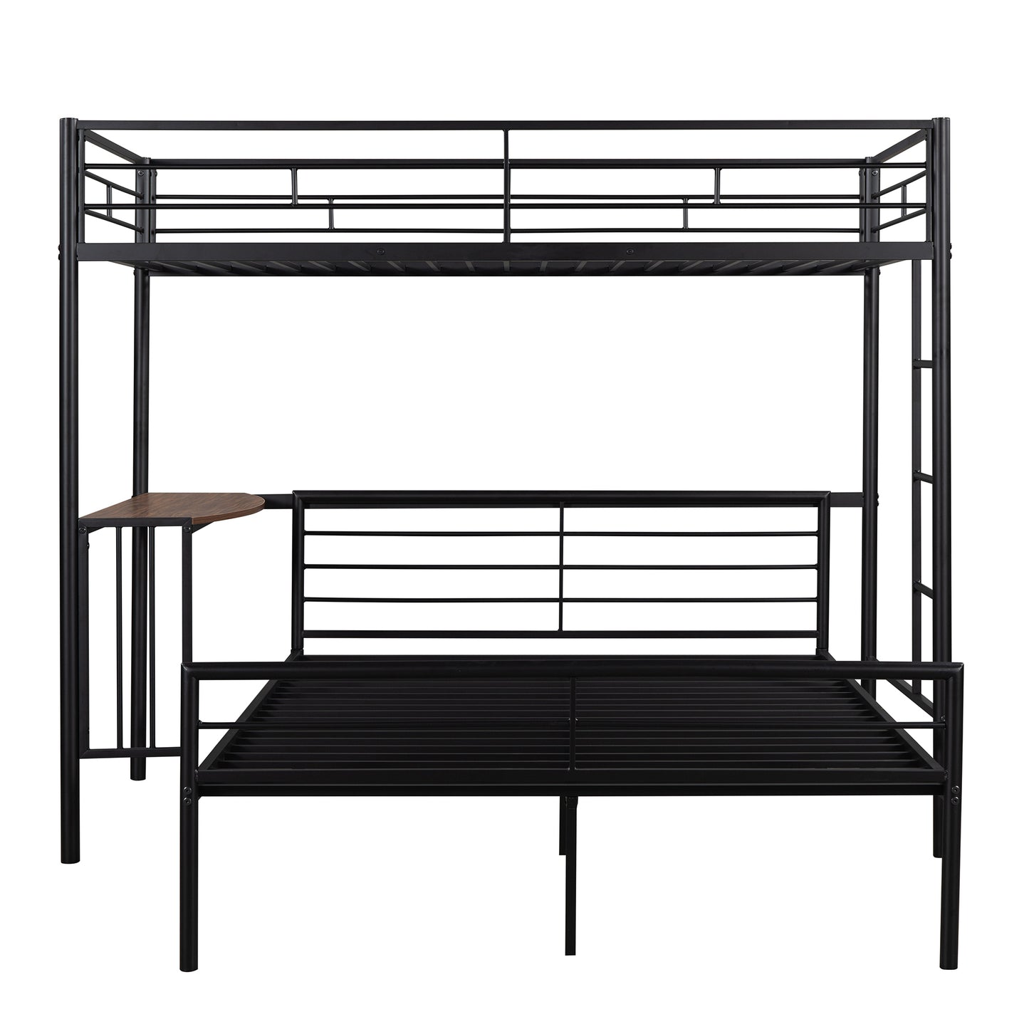 Metallic Black Bunk Bed with Desk and Full Over Twin Configuration