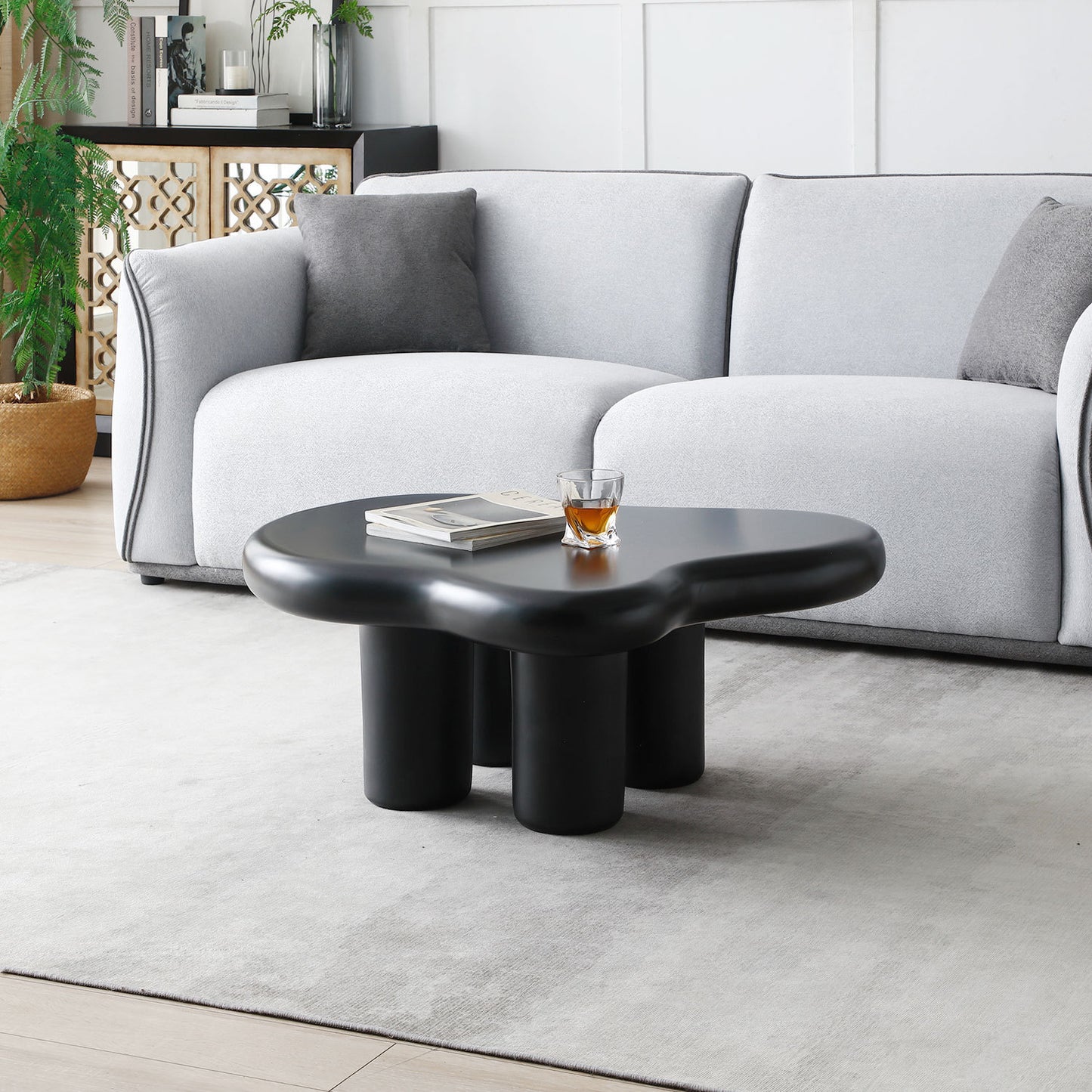 Unique Cloud-Shaped Coffee Table for Your Living Space, Black, 35.43inch