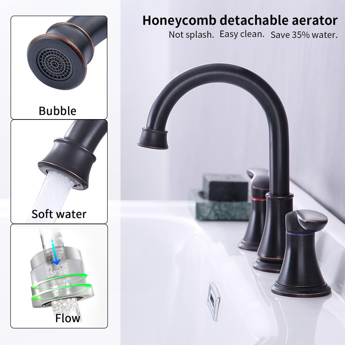 Oil-Rubbed Bronze 2-Handle 8 inch Widespread Bathroom Sink Faucet with Pop Up Drain Assembly and cUPC Water Supply Hoses