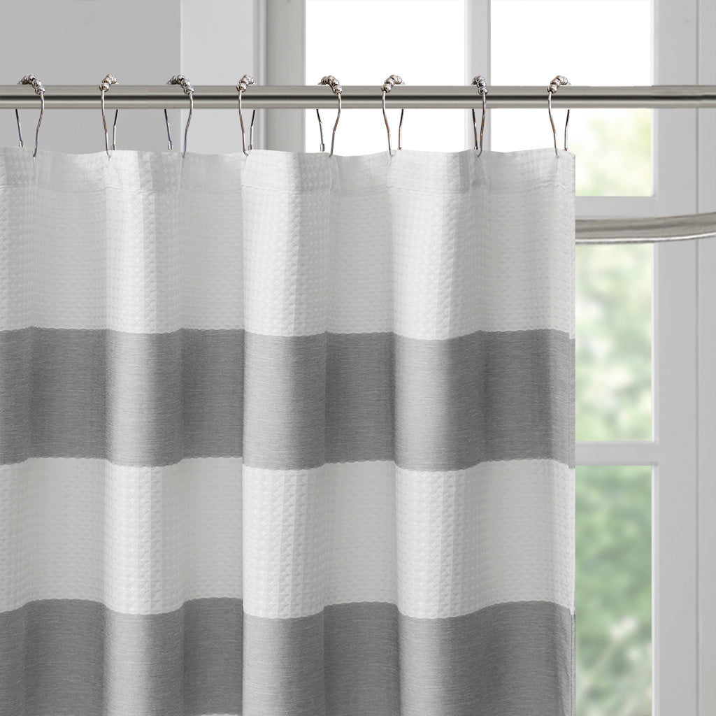 Madison Park Spa Waffle Shower Curtain with Advanced Water Repellent Technology