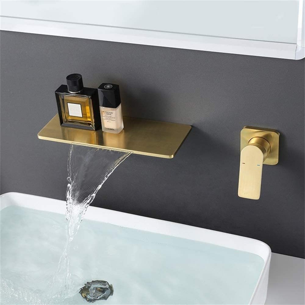 Gold Tone Waterfall Bathroom Sink Faucet