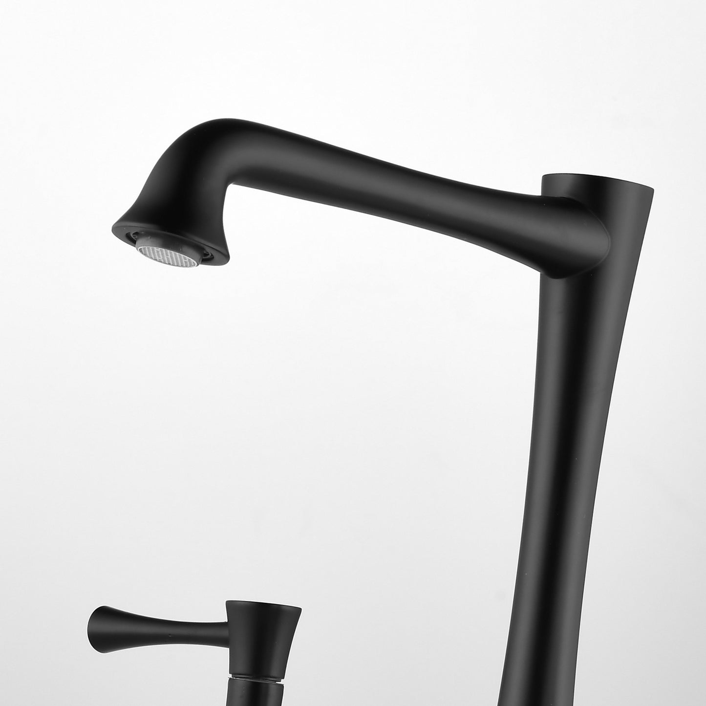 Matte Black Bathroom Faucet with Widespread 2 Handles and Drain Assembly