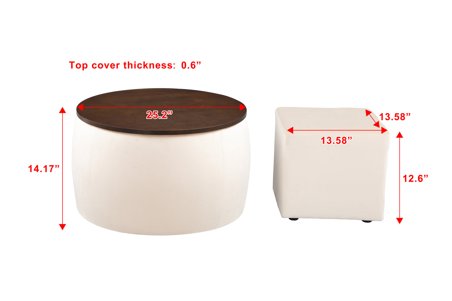 Elegant Velvet Round Ottoman Set with Storage: Multifunctional Furniture Piece for Your Space