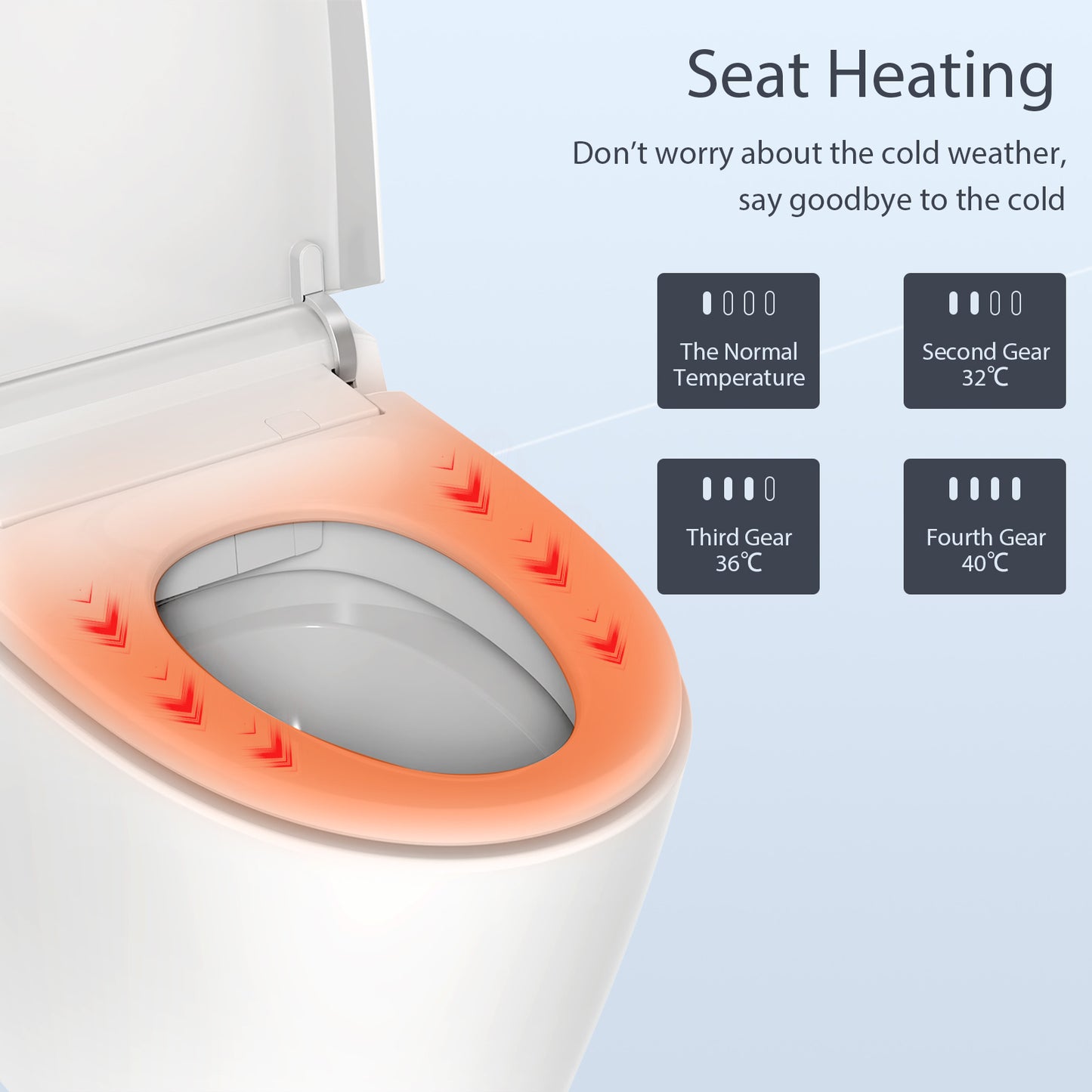 Smart Toilet U-Shaped LED Light Automatic Flush with Remote Control/Foot Sensor/Night Light T162A