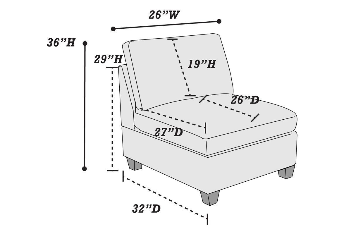 Modular Sectional Sofa Set with Ottoman and Armless Chairs