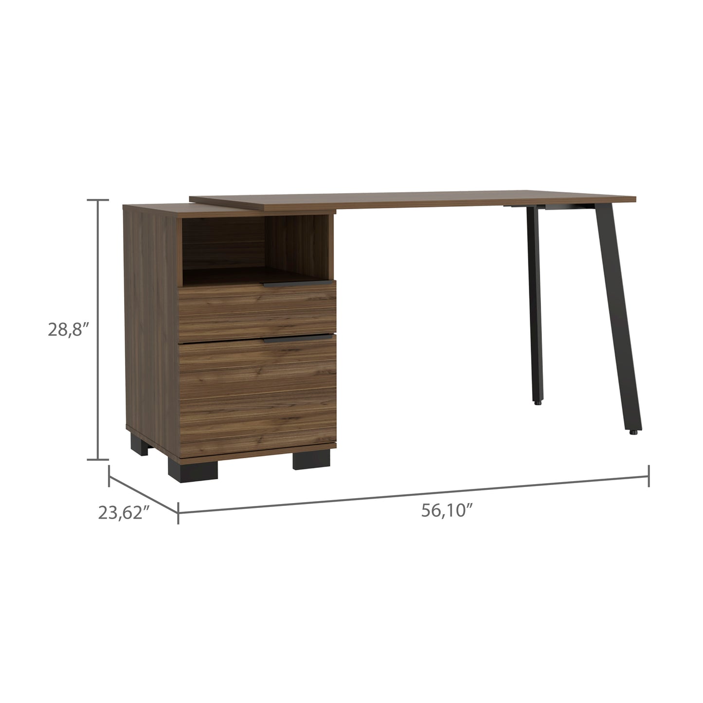 Andover Office Desk with Mahogany Finish and Built-in Storage