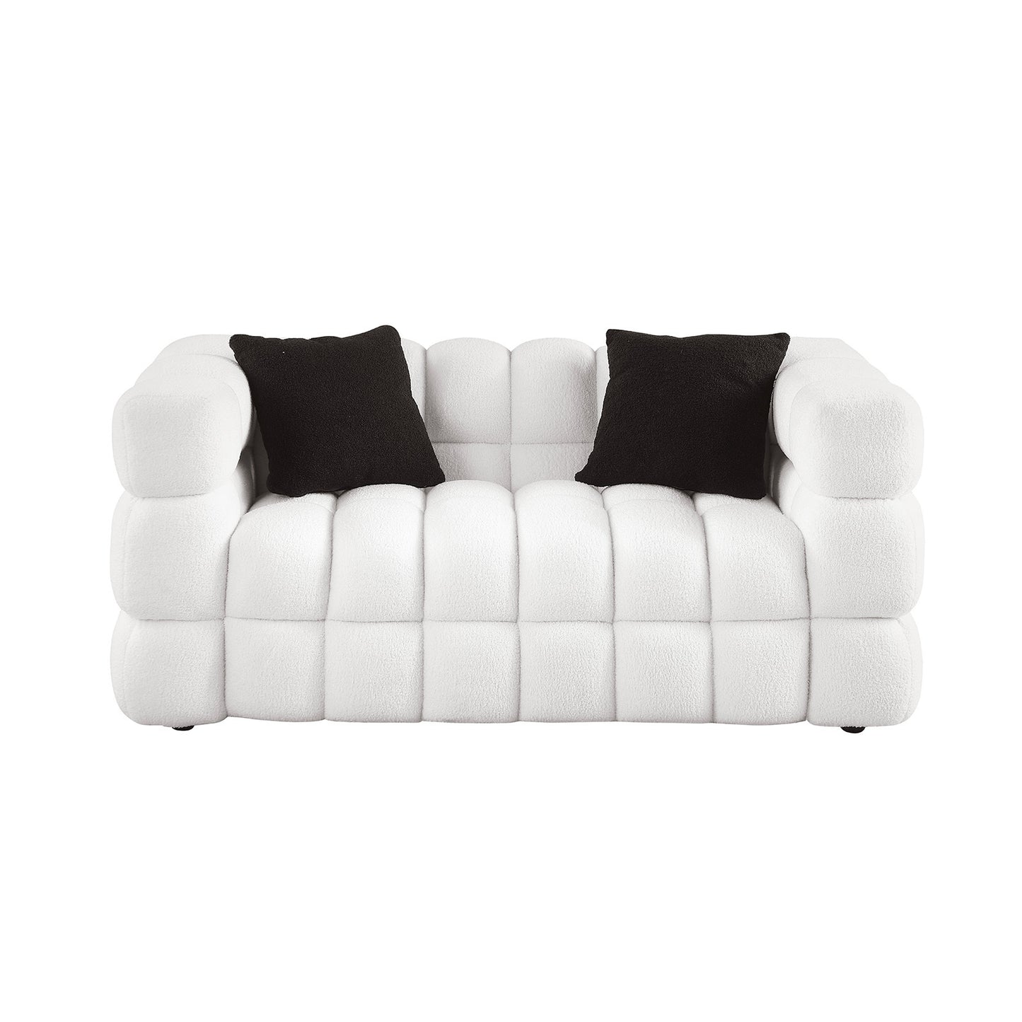 Plush Boucle White 3-Seater Marshmallow Sofa