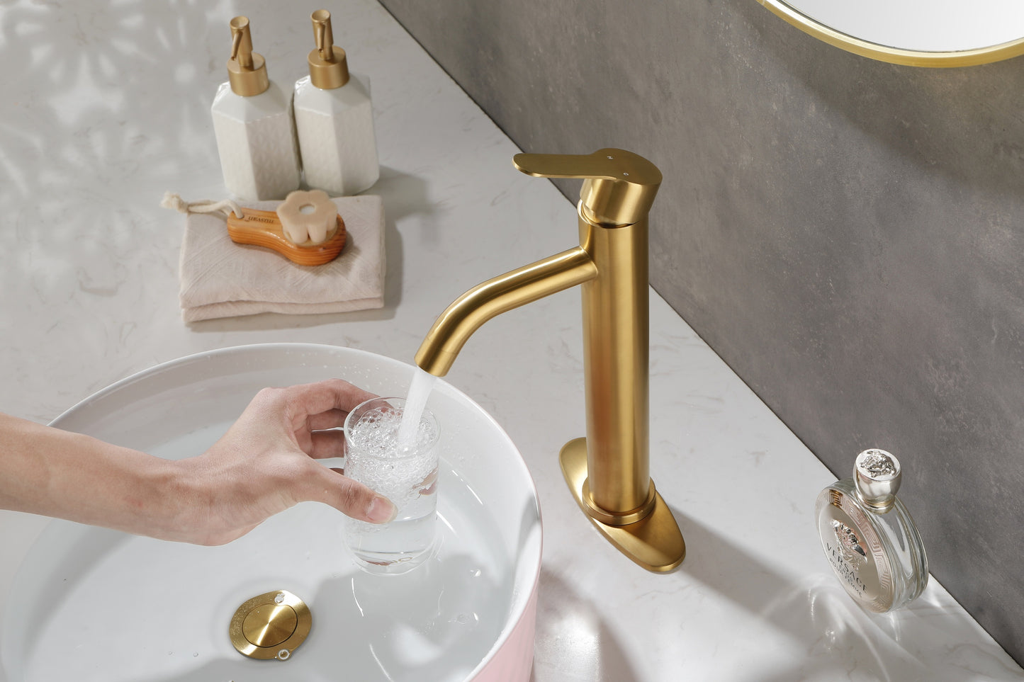 Elegant Gold Stainless Steel Bathroom Sink Faucet for Modern RVs and Vanities