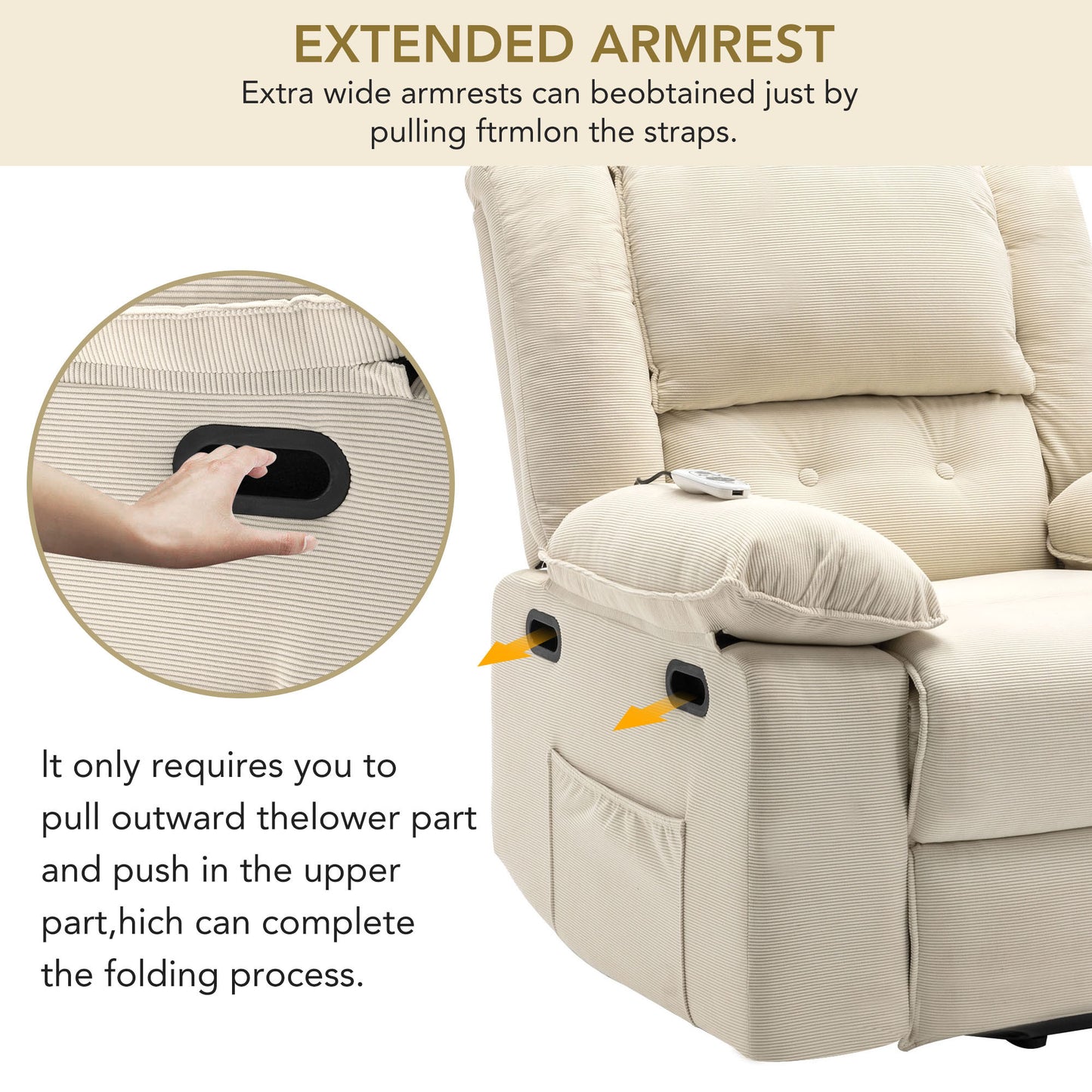 Adjustable Massage and Heating Power Lift Recliner Chair with Side Pocket