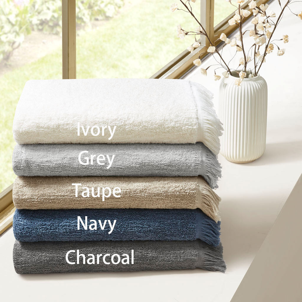 Luxurious Cotton Towel Set with Ink Dyed Slub Pattern - 6 Piece