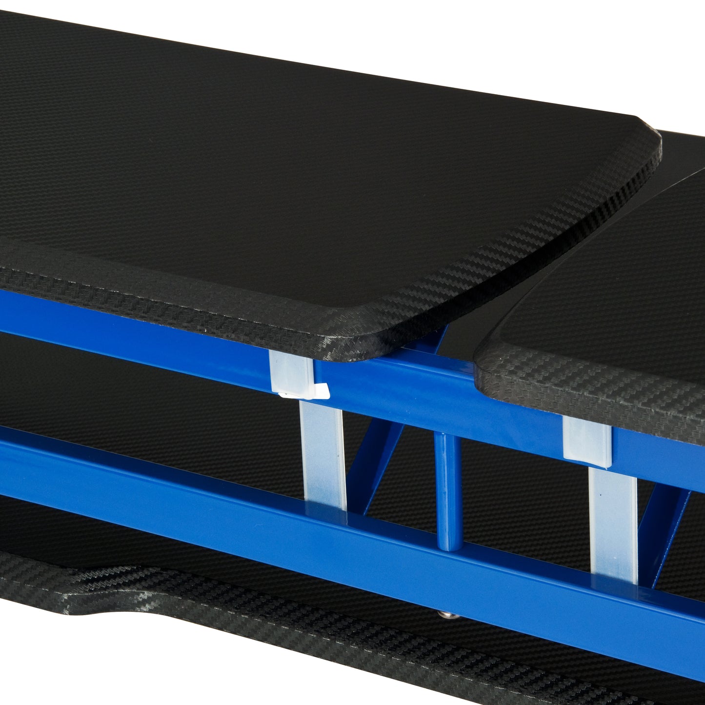 Techni Sport Blue Stryker Gaming Desk with Carbon Fiber Texture in Striking Blue