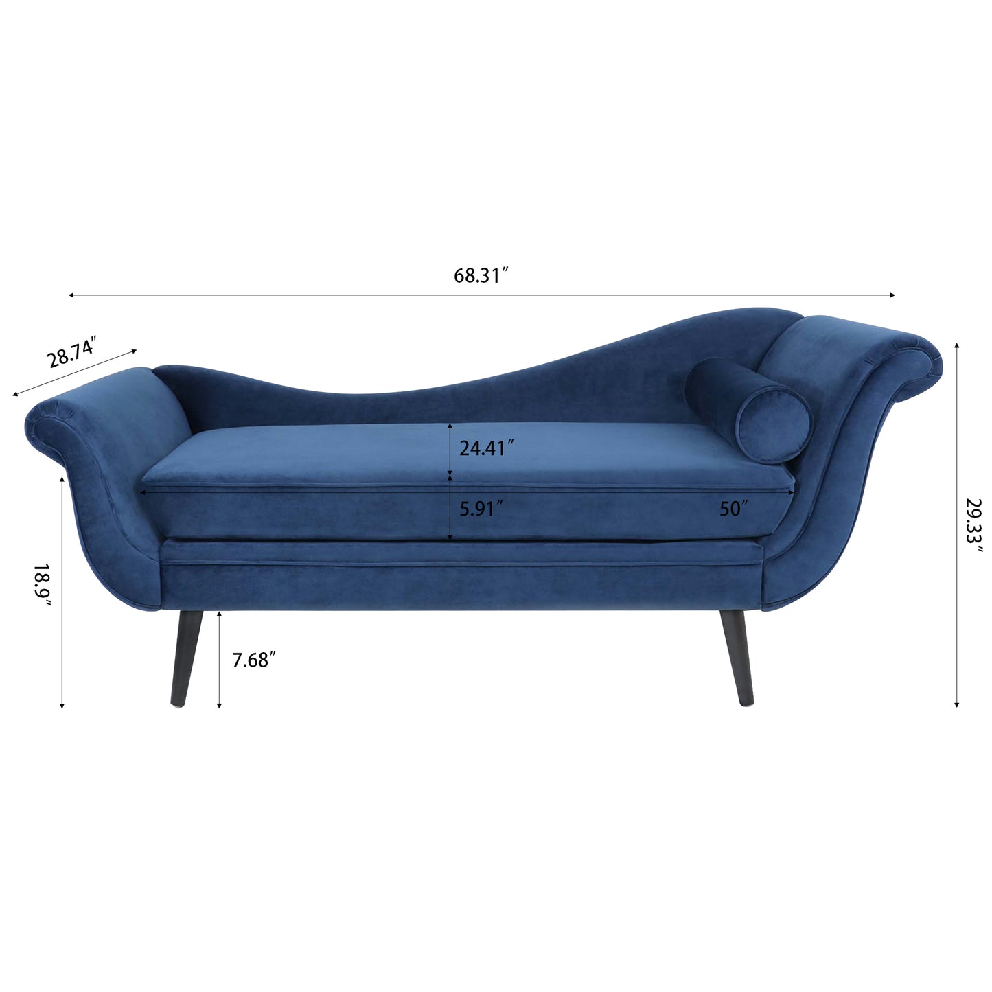 Chaise Lounge with Scroll Arm