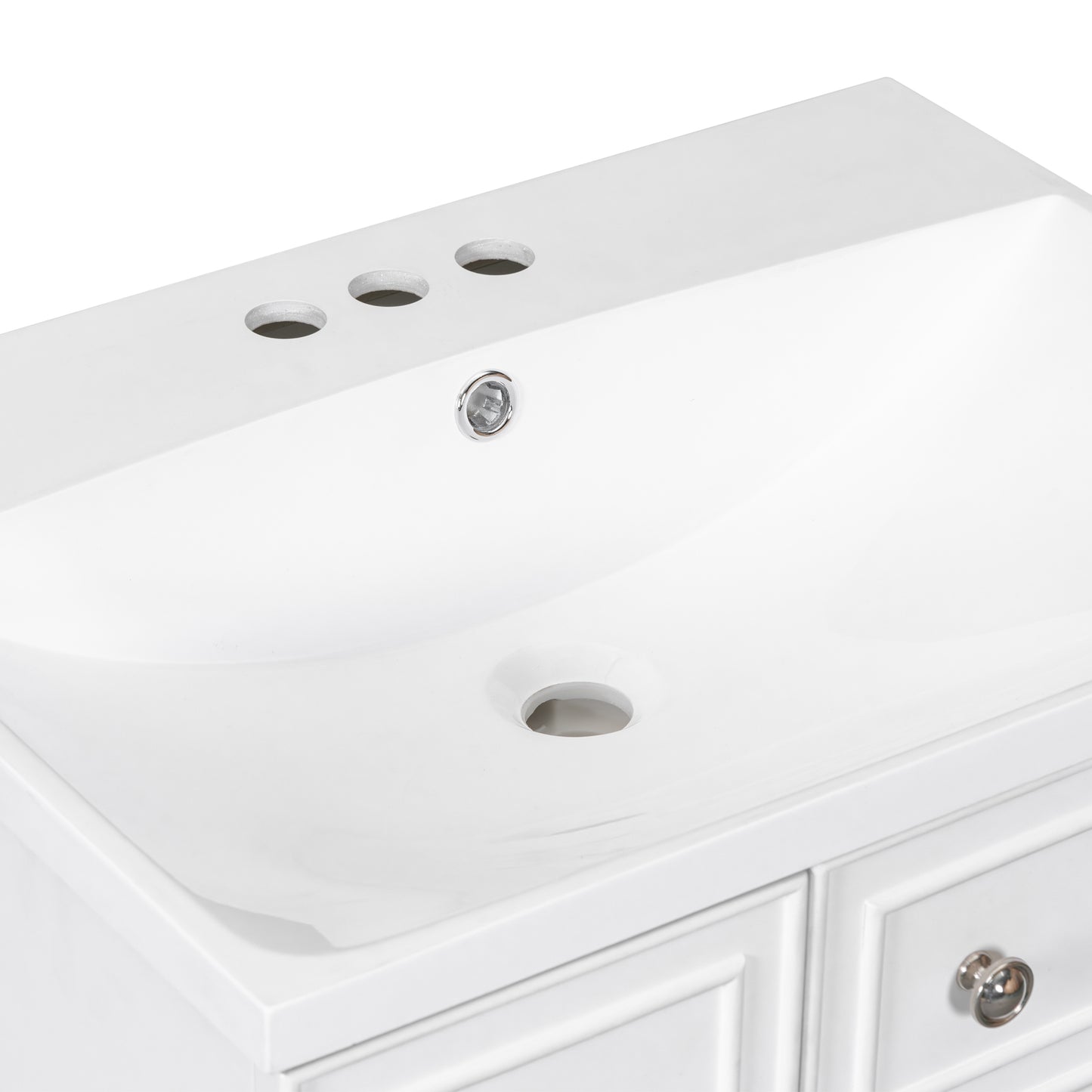 24-Inch Bathroom Vanity Cabinet with Resin Integrated Sink, 2 Drawers, 1 Door – Easy to Clean, Ample Storage Space