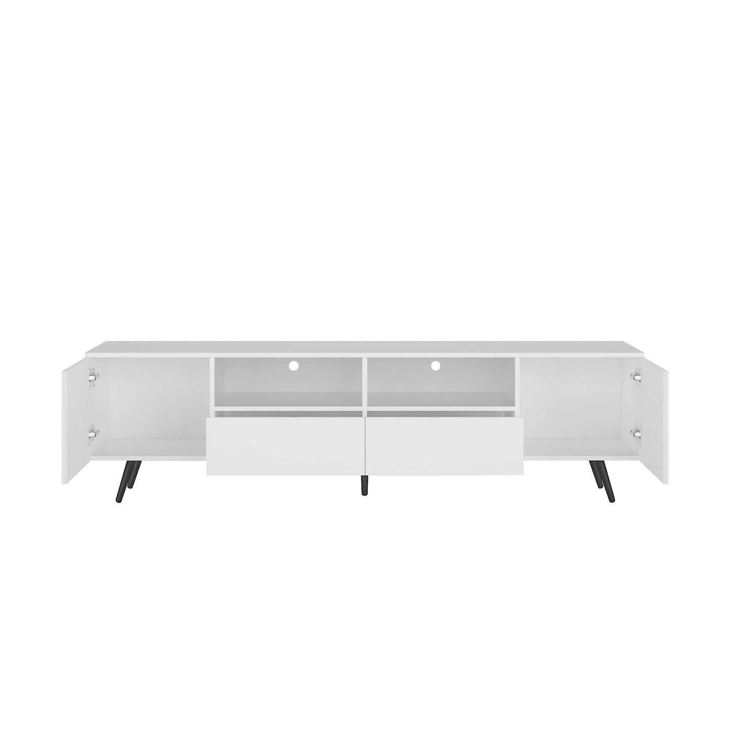 White TV Stand with LED Lights and Remote Control - Stylish Modern Design for TVs 50-75 inches