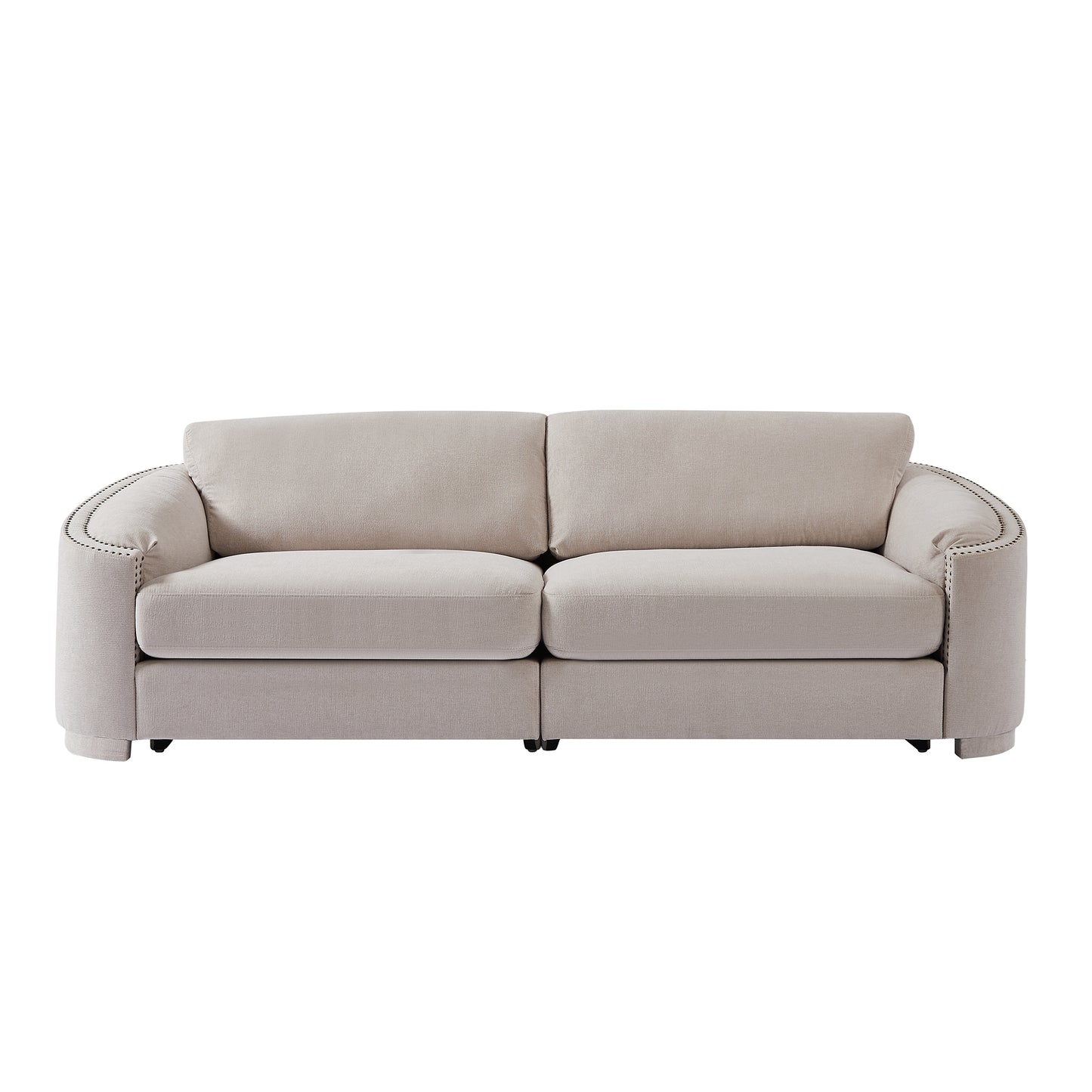 U_Style Stylish Sofa with Semilunar Arm, Rivet Detailing, and Solid Frame for Living Room