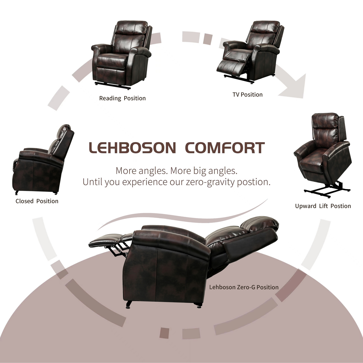 Brown Electric Power Lift Chair Recliner with Zero Gravity Position for Seniors