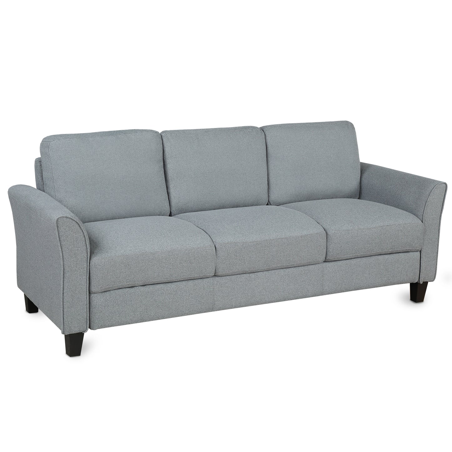 Gray 3-Seat Linen Fabric Sofa for Living Room