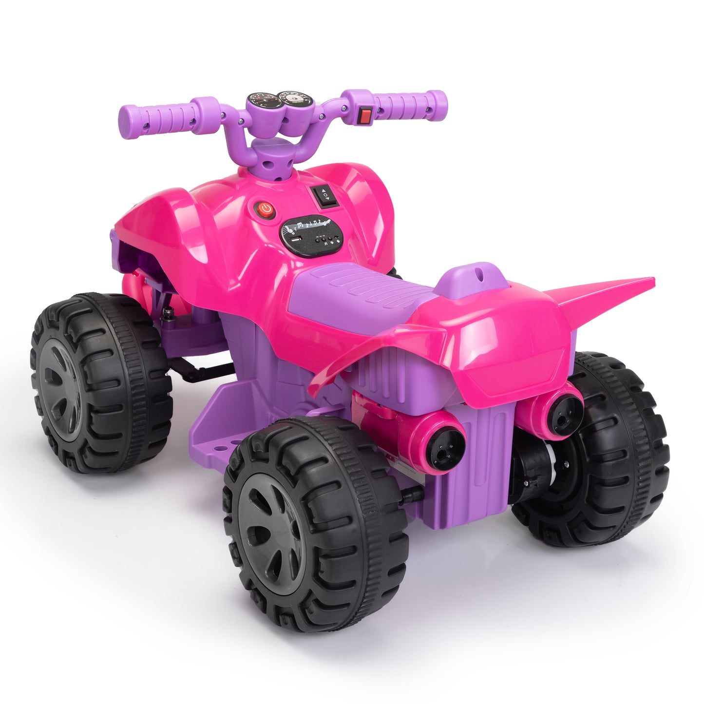 Kids Ride-on ATV, 6V Battery Powered Electric Quad Car with Music, LED Lights and Spray Device, 4 Wheeled Ride-on Toy for Toddlers Age 3-5, Rose Red