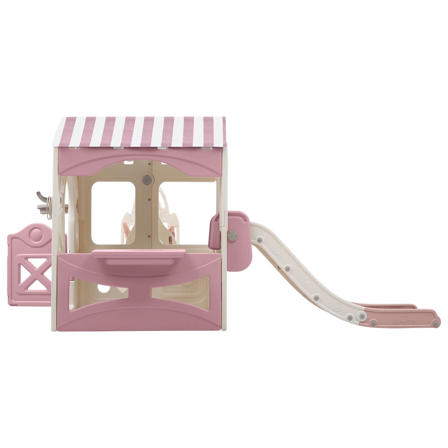 6-in-1 Toddler Swing and Slide Playset with Fairy House