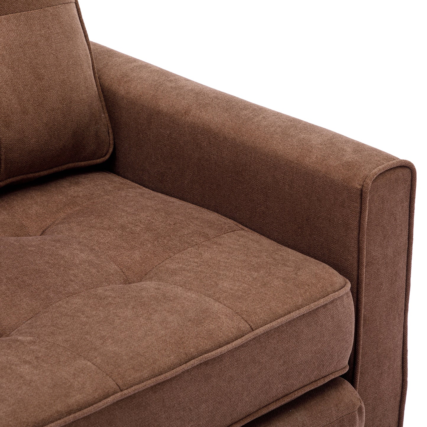 59.4 Pull-Out Loveseat Sofa Bed with Side Pocket, Brown Chenille Upholstered Couch