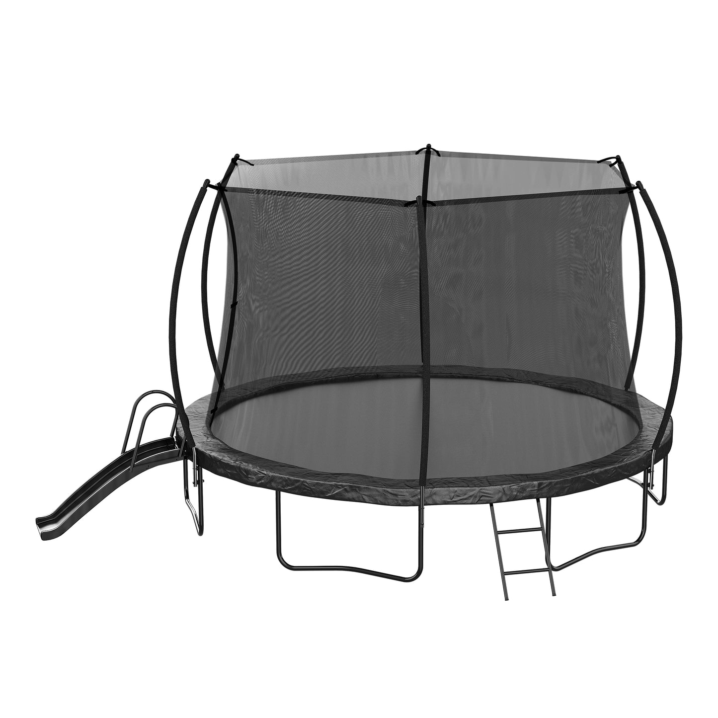 14FT Trampoline with Slide , Outdoor Pumpkin Trampoline for Kids and Adults with Enclosure Net and Ladder