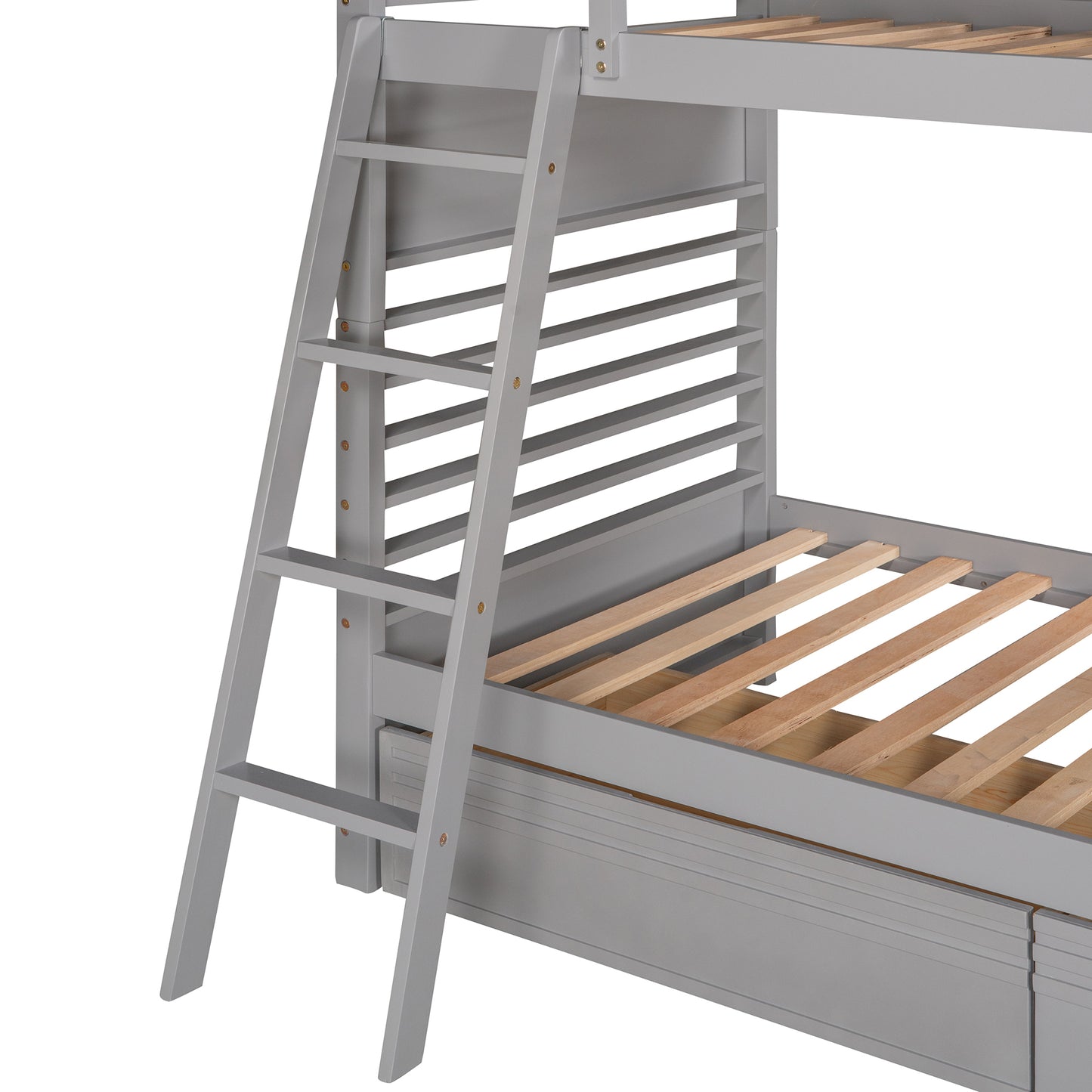 Gray Twin Bunk Bed with Storage Drawers for Stylish Sleepovers