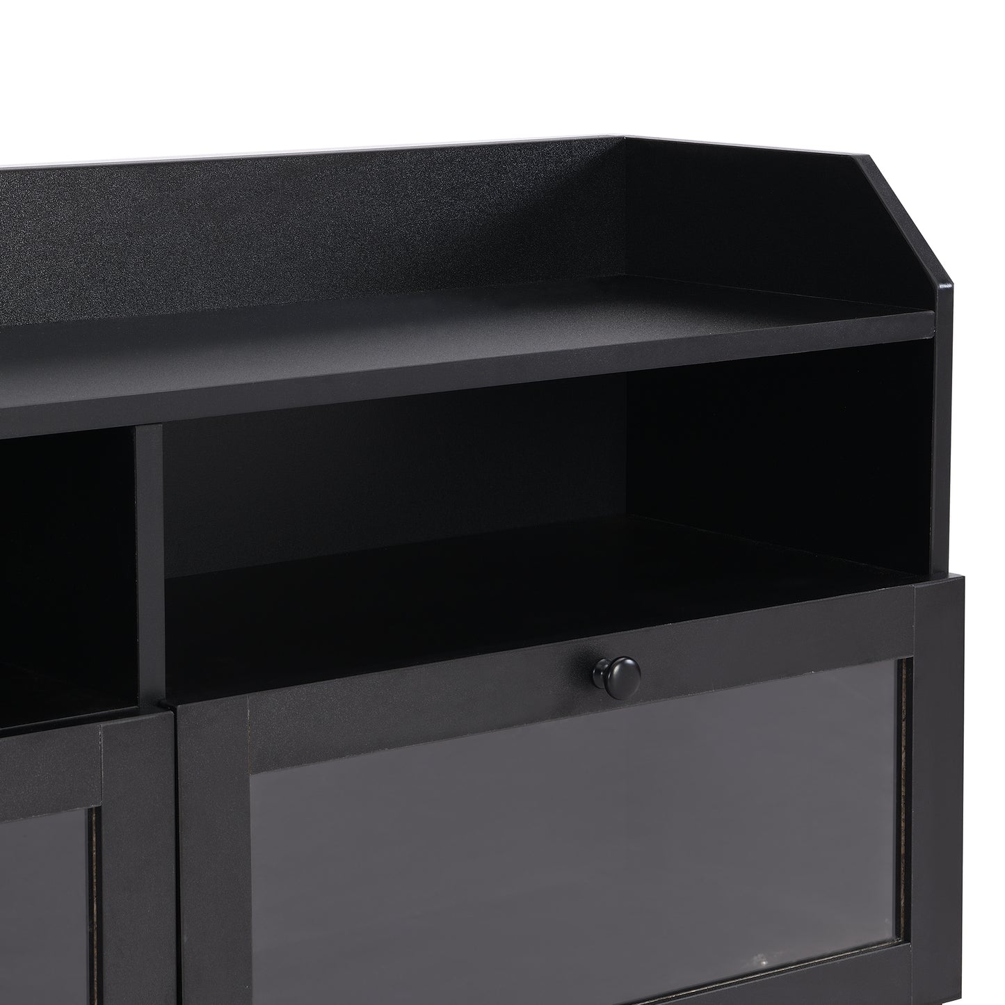 Sophisticated Black TV Stand with Acrylic Board Door and Generous Storage Space for TVs Up to 65