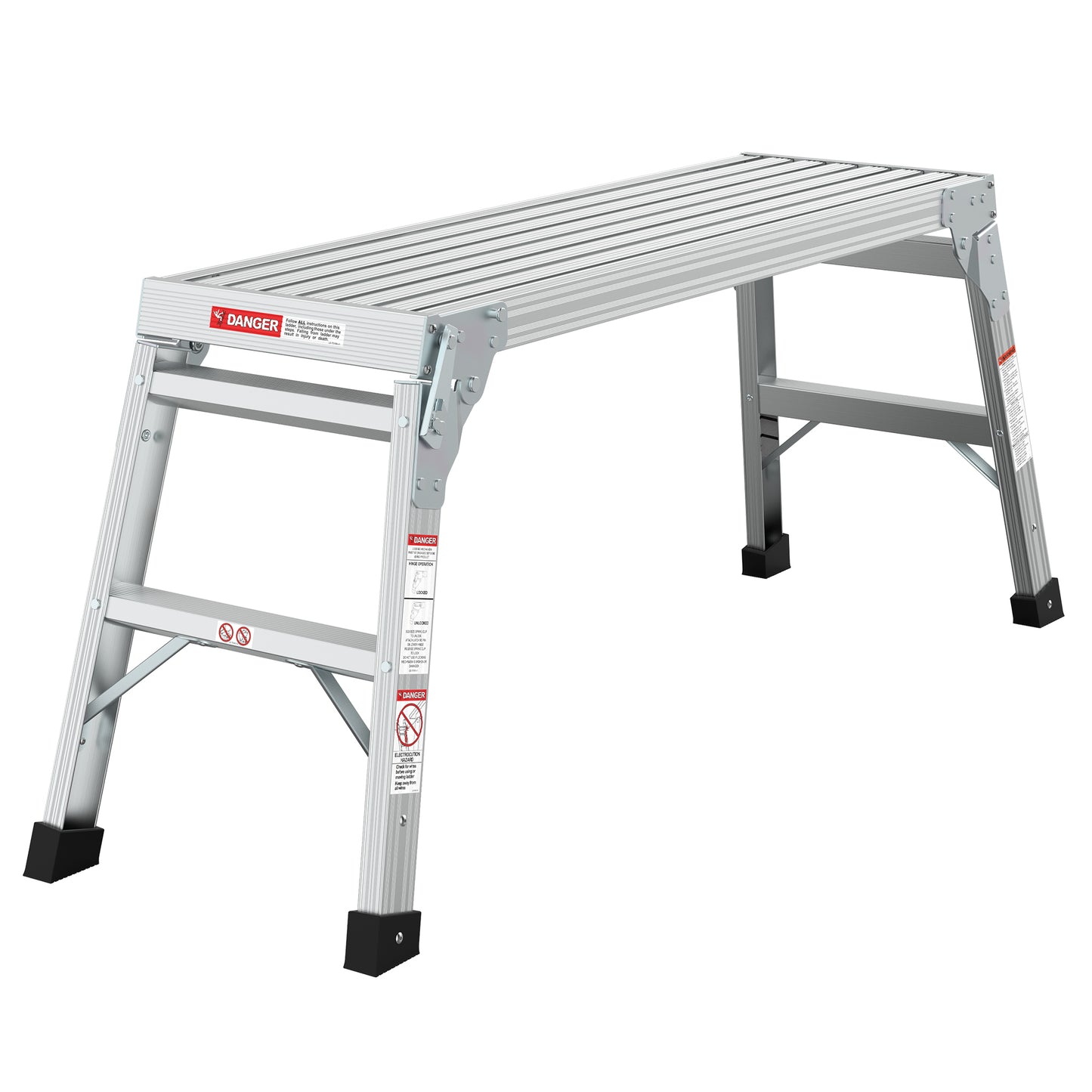 Work Platform Aluminum Step Ladder Drywall Safe ANSI Approved of Capacity 225 LBS Medium Duty Portable Bench Folding Ladders Stool w/Non-Slip Matb